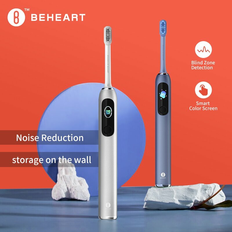 Beheart w1 sonic escovas de dentes elétrica touchscreen clarear escova de dentes inteligente para adulto original dicas cabeças substituição