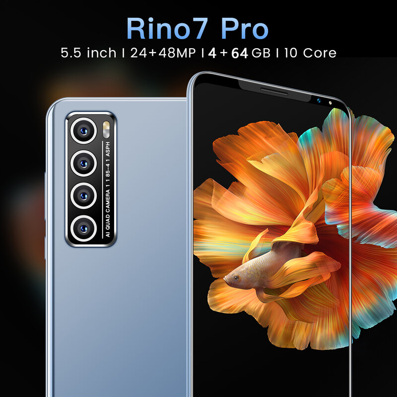 2021 versão global rino 7 pro telefone celular 5.5 polegada portátil android10.0 telefone móvel presente água gota tela smartphones