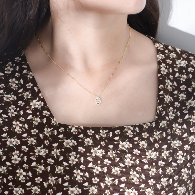 Ins Style – chaîne de clavicule polyvalente pour femme, collier en argent Sterling et Zircon, goutte d'eau, Design féminin, bijoux légers en Jade