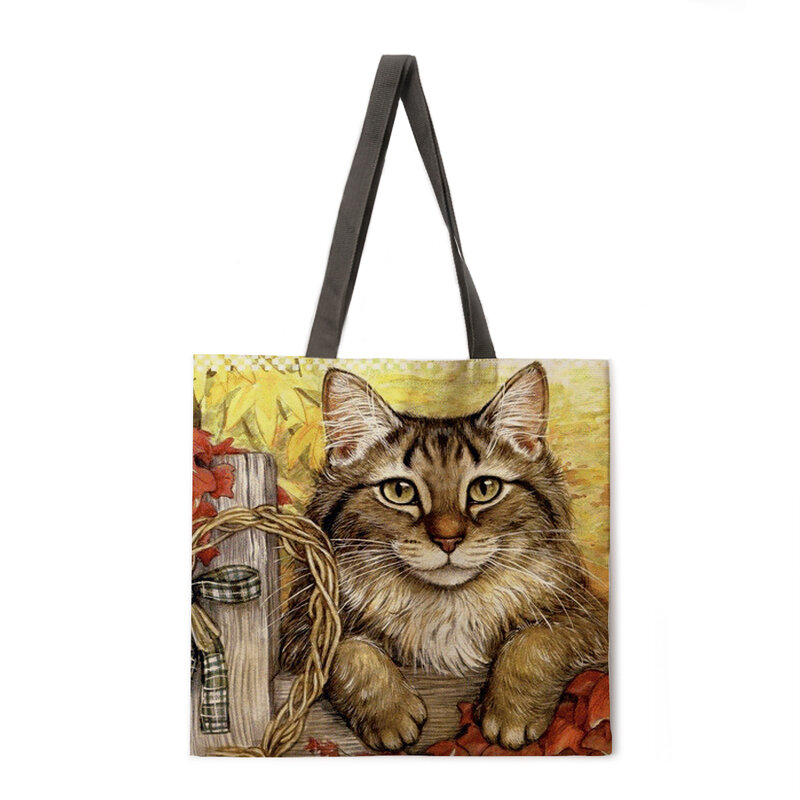 Borsa a mano stampata con gatto e vita borsa a tracolla da donna casual borsa a tracolla pieghevole borsa da spiaggia borsa da spiaggia