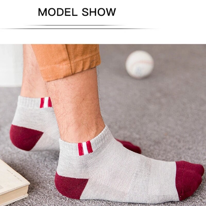 10 peças = 5 pares/lote meias masculinas malha respirável algodão meias esportivas curto meias casuais verão absorver suor tornozelo meias conjunto meias