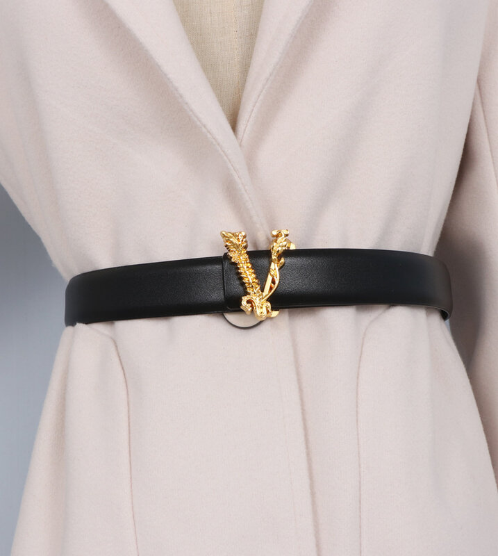 2022 alta qualidade v letras fivela de ouro fivela largura 3cm cinto feminino moda luxo cinta cintos de couro para mulher