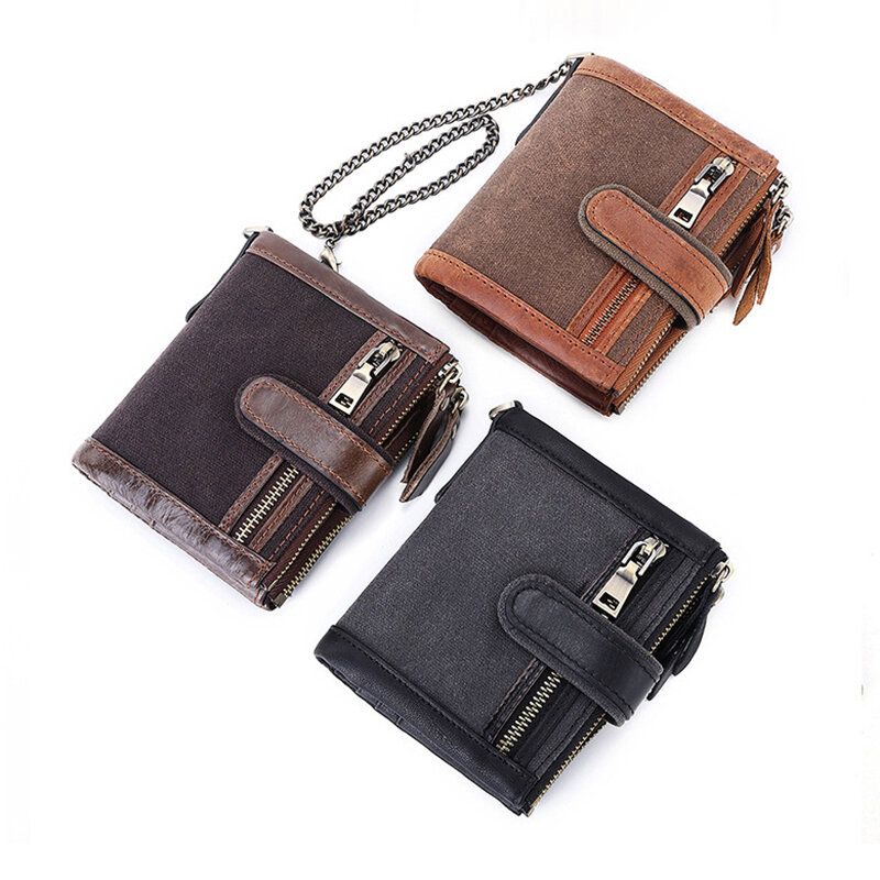 Portefeuille Original en cuir véritable pour hommes, porte-cartes RFID de luxe de styliste pour hommes, porte-monnaie de haute qualité, chaînes cadeaux