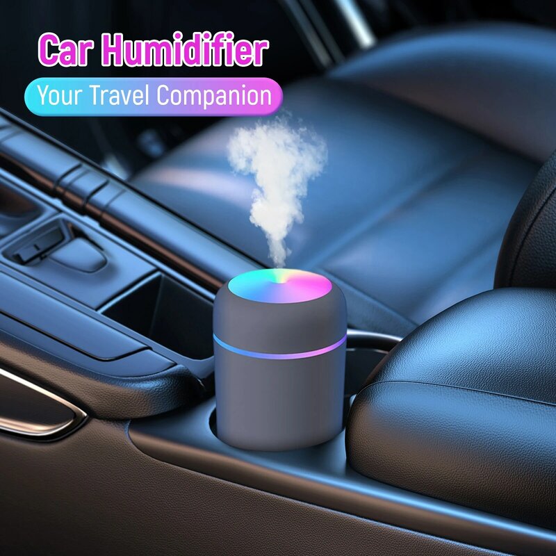 Przenośny nawilżacz powietrza 300ml ultradźwiękowy, aromatyczny olejek eteryczny dyfuzor USB generator chłodnej mgiełki oczyszczacz aromaterapia do samochodu w domu