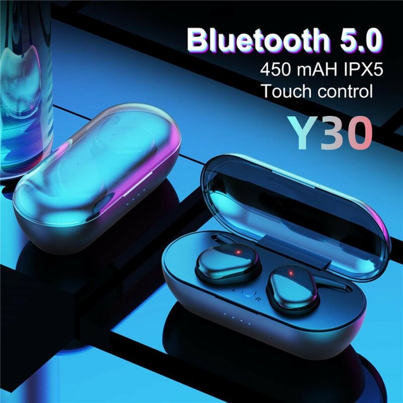 Y30 TWS bezprzewodowe słuchawki Bluetooth V5.0 słuchawki HiFi dźwięk Stereo słuchawki sportowe z mikrofonem dla iPhone Android telefon
