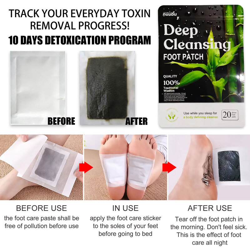 Detox Foot Pads patch di disintossicazione a base di erbe naturali antistress tossine detergenti profondi rimuovi rilassamento sanitario stanco