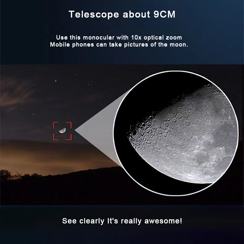 Teleskop Portabel Luar Ruangan Monokuler Zoom Saku Mini Visi Malam 8X20 HD untuk Berburu Berkemah Mendaki Gunung Menonton Burung