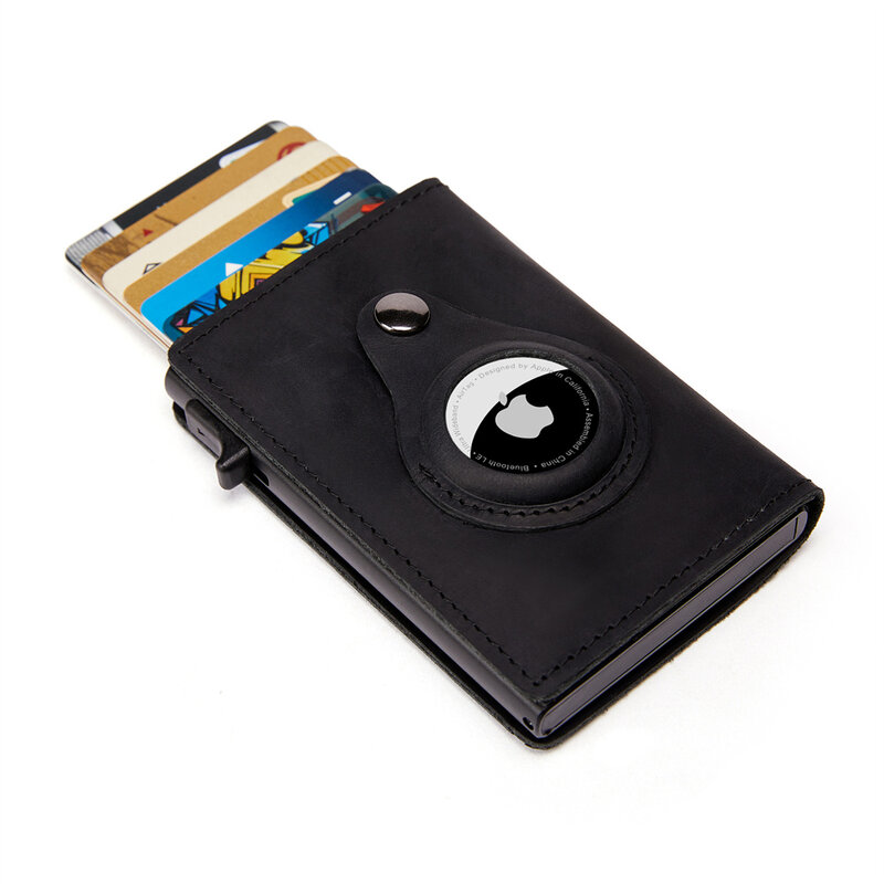 ZOVYVOL – portefeuille mince pour AirTag, en cuir véritable, porte-cartes de crédit, blocage RFID, avec étui intégré, Anti-perte