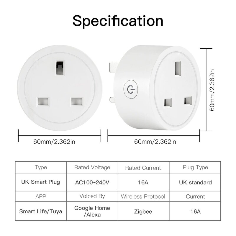 MOES ZigBee Tuya Socket Power Plug 16A Smart APP Wireless Socket Outlet Functional Energy Monitor Timer Alexa Google UK