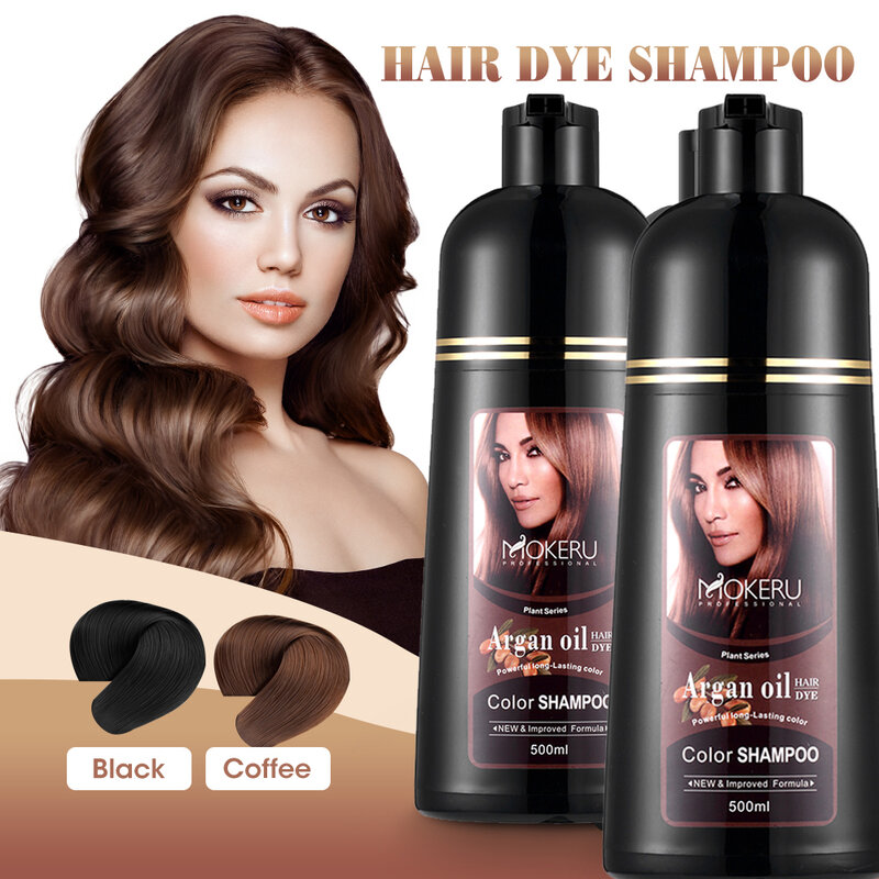 Mokeru 2pcs/Lot Natural Home Using Fastly Hair Dye Shampoo Maroon Permanent Dark Brown Hair Color Dye Shampoo For Women