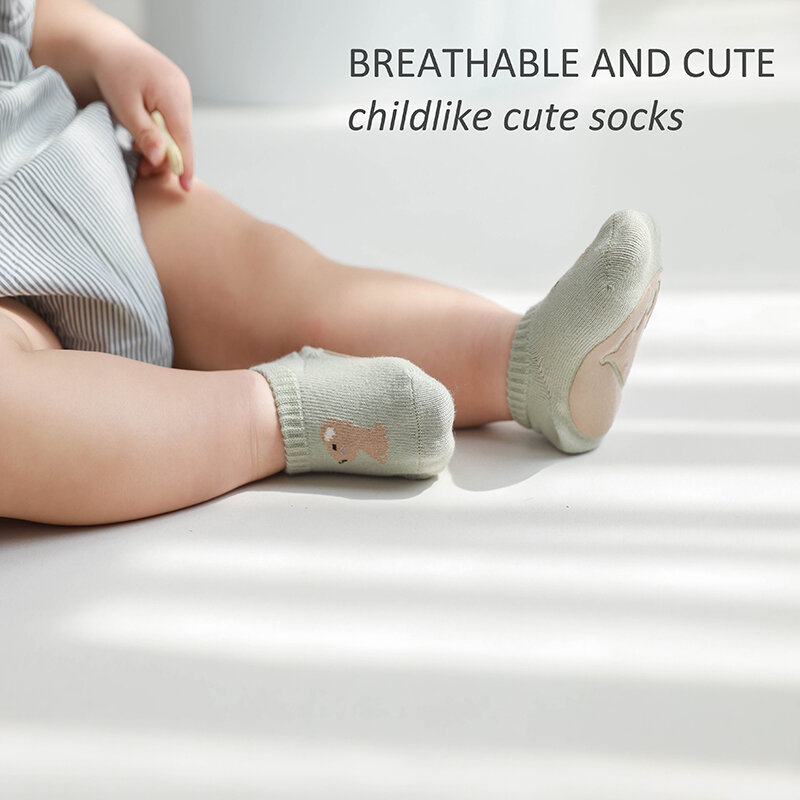 5 paires de chaussettes pour nouveau-nés de 0 à 5 ans, en coton, antidérapantes, pour la marche au sol, printemps et été