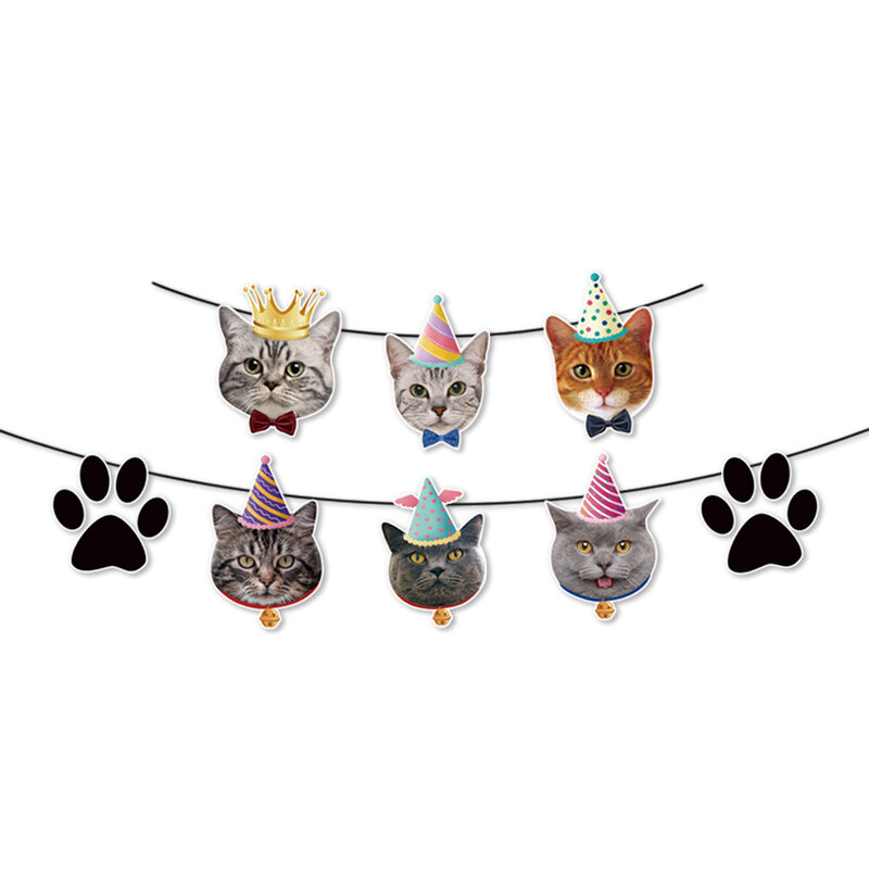 Набор принадлежностей для вечерние кошки, украшения для дня рождения кошки для девочек/мальчиков-одноразовая посуда с котенком и баннером ...