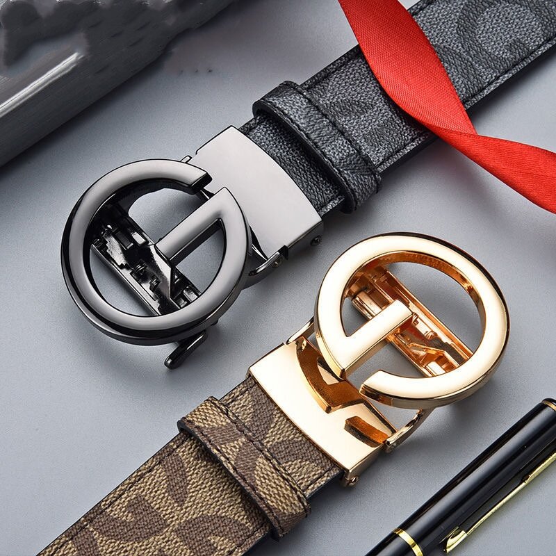 Cinturón de cuero con hebilla G automática para hombre, cinturón informal de negocios, diseñador de lujo, marca famosa, a la moda, novedad de 2023