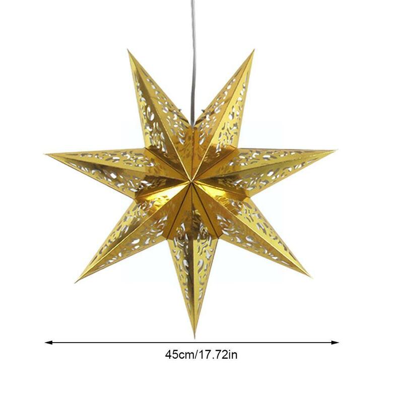 โคมไฟรูปดาวสำหรับปาร์ตี้คริสมาสต์กลวงขนาด45ซม. โคมไฟกระดาษติดหน้าต่าง2022สำหรับตกแต่ง A6E1แบบแขวน