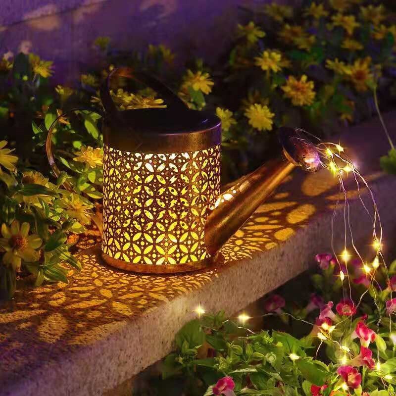 Jardinagem rega pode lanterna solar led luz ao ar livre luzes de natal para 2022 pátio pendurado sprinkles gramado lâmpadas estaca
