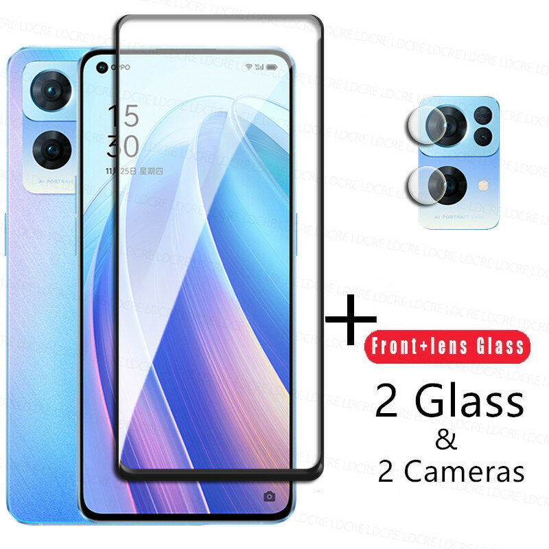4-in-1 2.5D Glass For Oppo Reno7 Pro 5G Tempered Glass For Reno7 Pro Screen Protector 9H Camera Lens Film For Reno 7 6 5 4 3 Pro