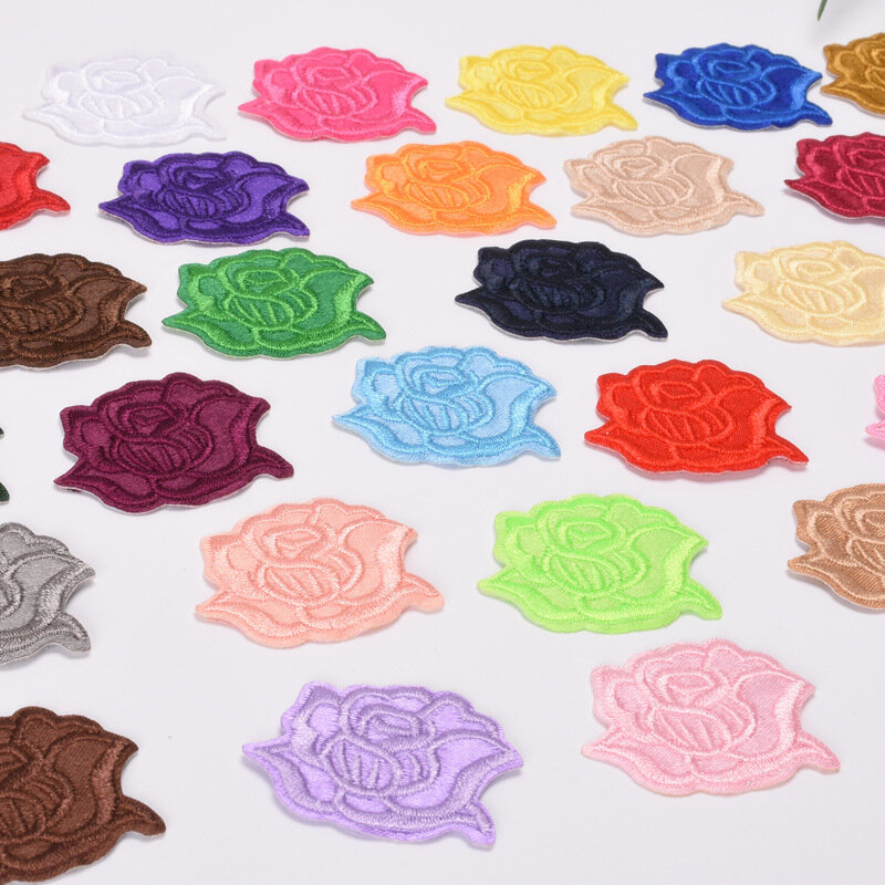 Parches de logotipo de la serie roses, 33 colores, para planchar, ropa, chaquetas, DIY, bordado, planchado, insignias para sombreros y camisetas