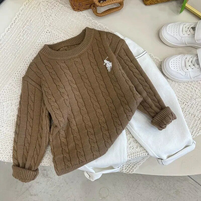 Sweater anak laki-laki rajut musim semi dan musim gugur bayi perempuan Sweater 2023 anak-anak baru modis Pullover Sweater
