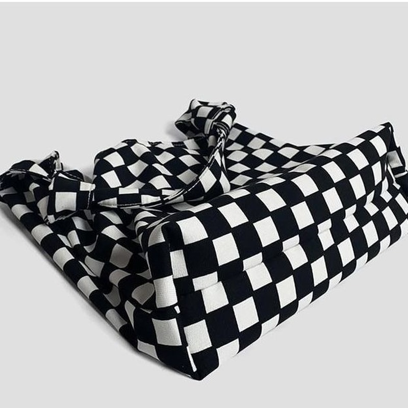 Xiuya Big Canvas Bag Vintage 2022 Fashion Plaid Print Bolso Mujer Casual All-match Korea Checkerboard Large Shopping Tote Bag