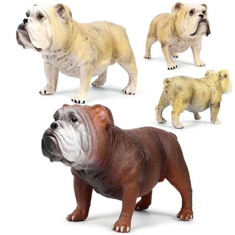 Dekorasi Meja Kreatif Miniatur Hewan Bulldog Bulldog Patung Koleksi Penampilan Realistis