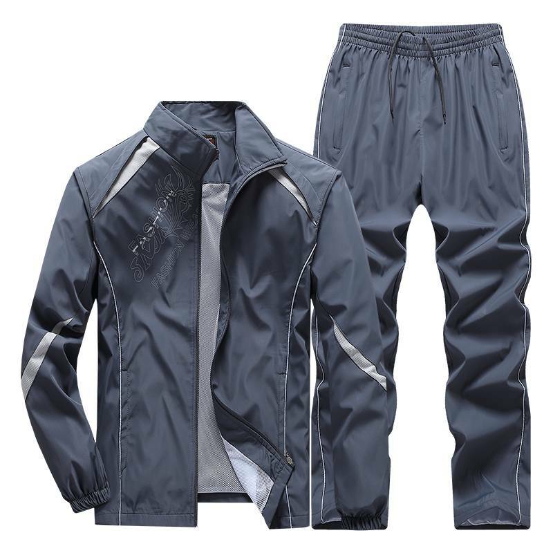 Męskie dresy zestawy odzieży sportowej nowe mody mężczyzna aktywny garnitur wiosna jesień strój do biegania 2PC kurtka + spodnie azjatyckie rozmiar L-5XL