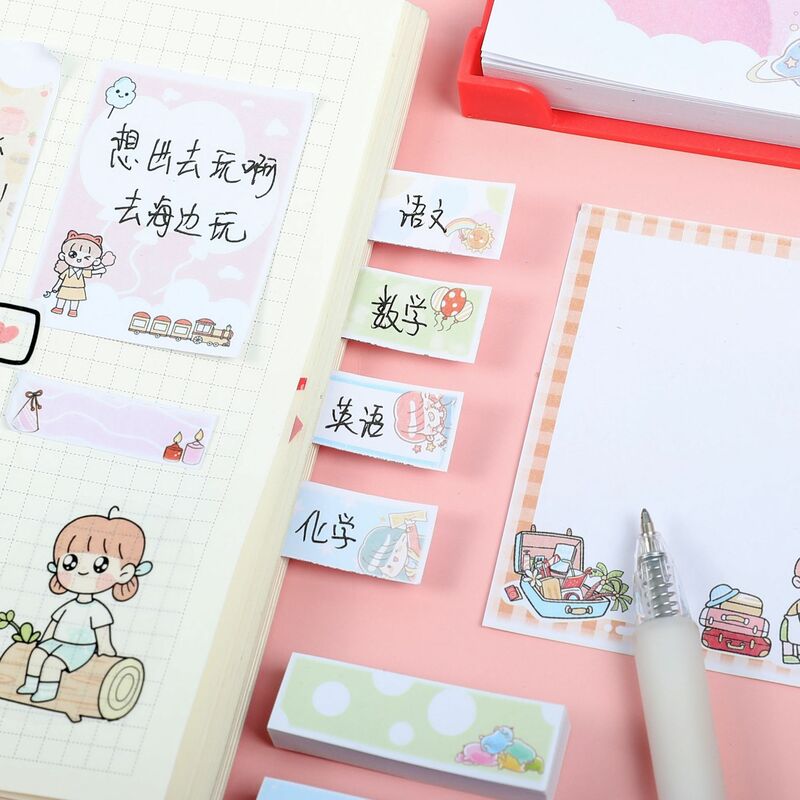 Cartoon Boxed Sticky Notes Net Celebrity Girls Can Stick for Students Message Index Memo Pads Cute School Supplies Office Kawaii