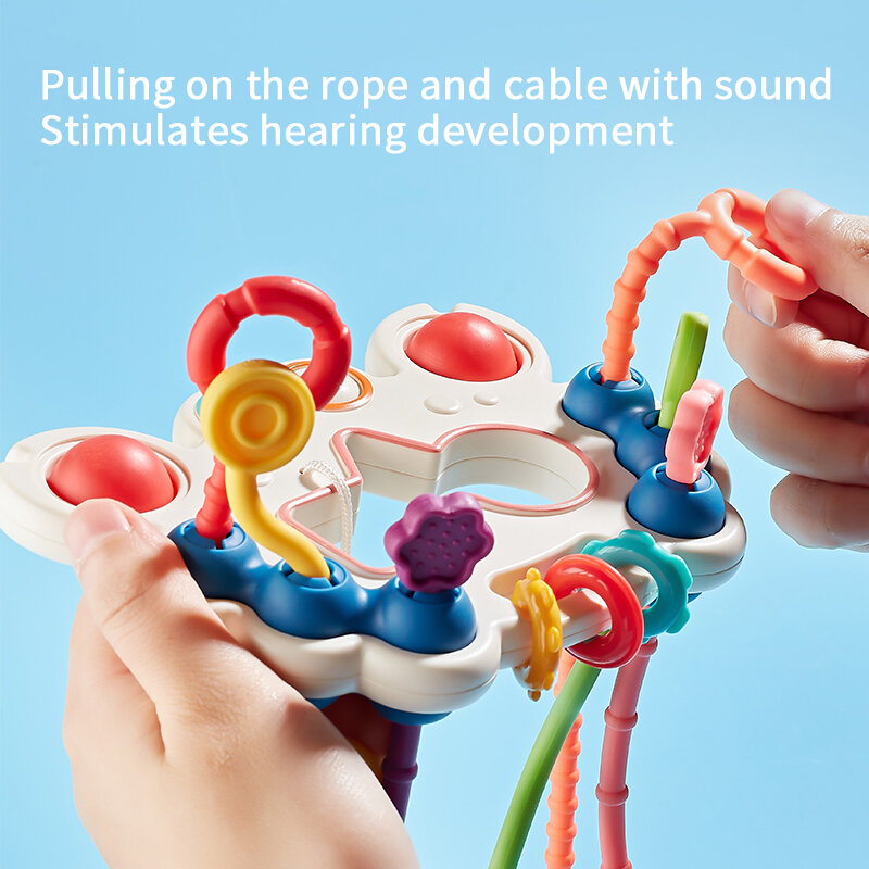 Nuovo sviluppo sensoriale Montessori giocattoli per bambini Pull String Finger grip Training apprendimento precoce giocattoli educativi giocattolo per la dentizione 1-3Y