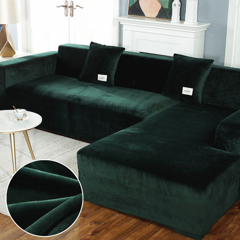 Эластичные чехлы для диванов, шезлонг для гостиной, бархатное Угловое кресло, эластичная подушка, диван, мебель, 3 места, чехол