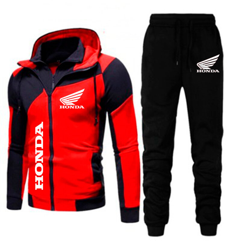 2023 męska odzież sportowa Flywing z nadrukowanym Logo wełna ciepła bluza z kapturem na zamek i zestaw spodni odzież do biegania kurtka motocyklowa odzież męska