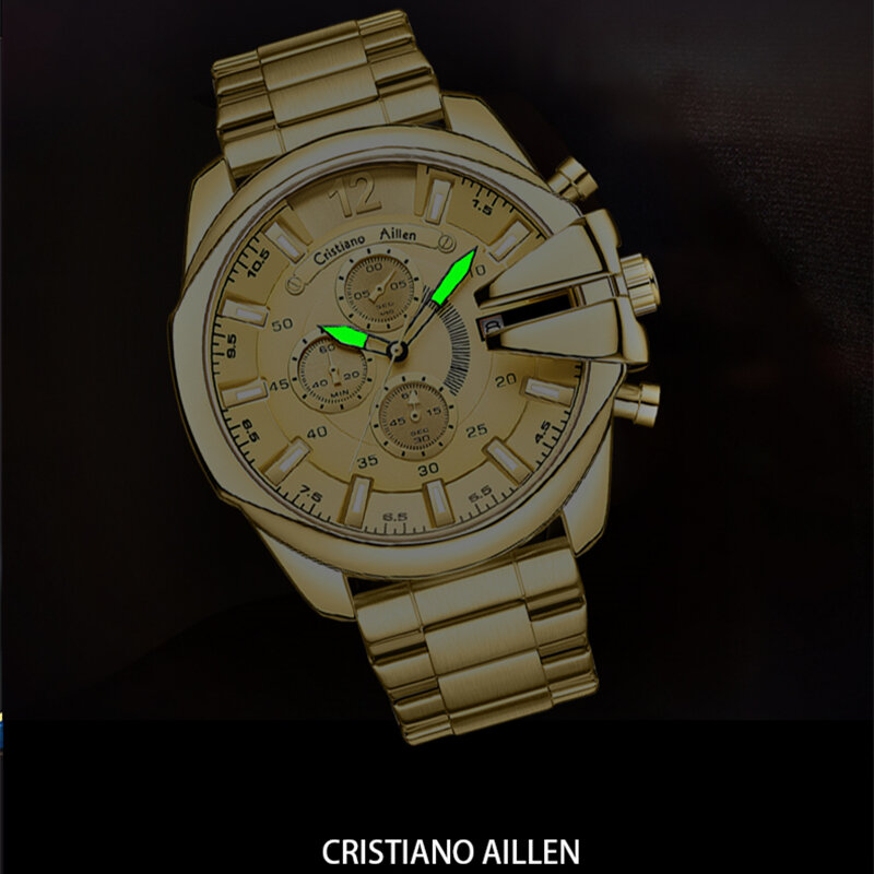 새로운 남자 시계 스테인레스 스틸 최고 품질 럭셔리 푸시 버튼, 숨겨진 걸쇠 방수 빛나는 날짜 주 스포츠 손목 시계 2022