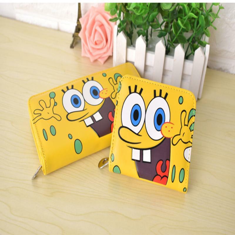 Spongebob squarepants carteira da senhora bonito dos desenhos animados com zíper dinheiro clipe moeda bolsa pacote de cartão kawaii anime brinquedo de pelúcia para o presente da menina