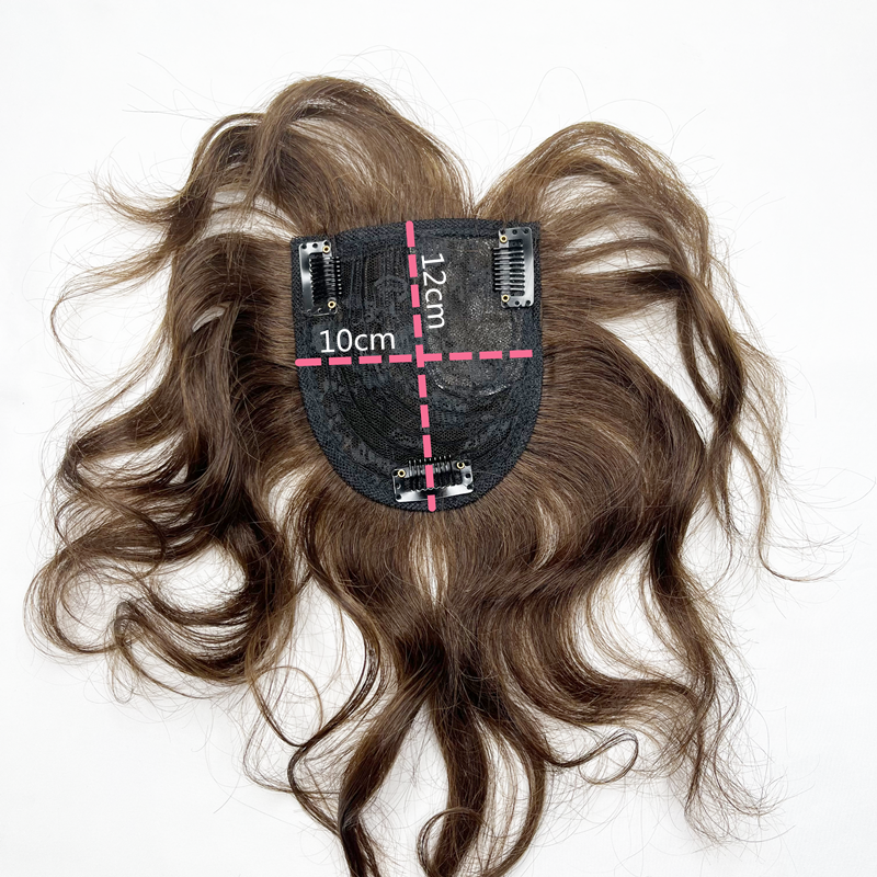 Halo Lady-Topper de cabello humano para mujer, 10 pulgadas, almohadilla de pelo Natural Real, Clips invisibles, cubierta ondulada, gris, no remy