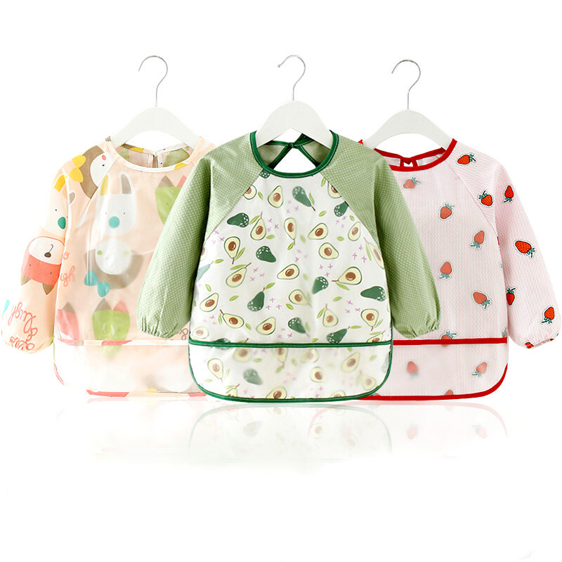 Baby Items Baby Bibs Cotton Waterproof Infant Bib Full Sleeve Gown Children Long Sleeve Apron Coverall Feeding Drawing Bibs