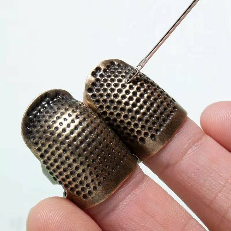 S/M  Adjustable Hoop Set Brass Sewing Tool Retro Style Finger Thimble Cross Stitch Thimble Device Protect Cover Sew Accessory