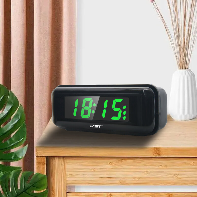 Small Black Digital Bedside Clock 220V Euro Plug 50-60hz 24 Hours Display Clock Trible Alarms USB or Battery Powered LED Clocks