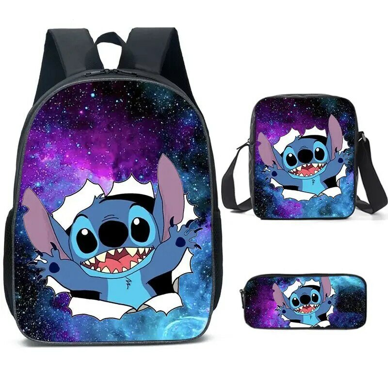 Disney New Stitch Backpack for School Teen Boys Cartoon Anime 3D Waterproof Student School Bag Large Capacity Backpack