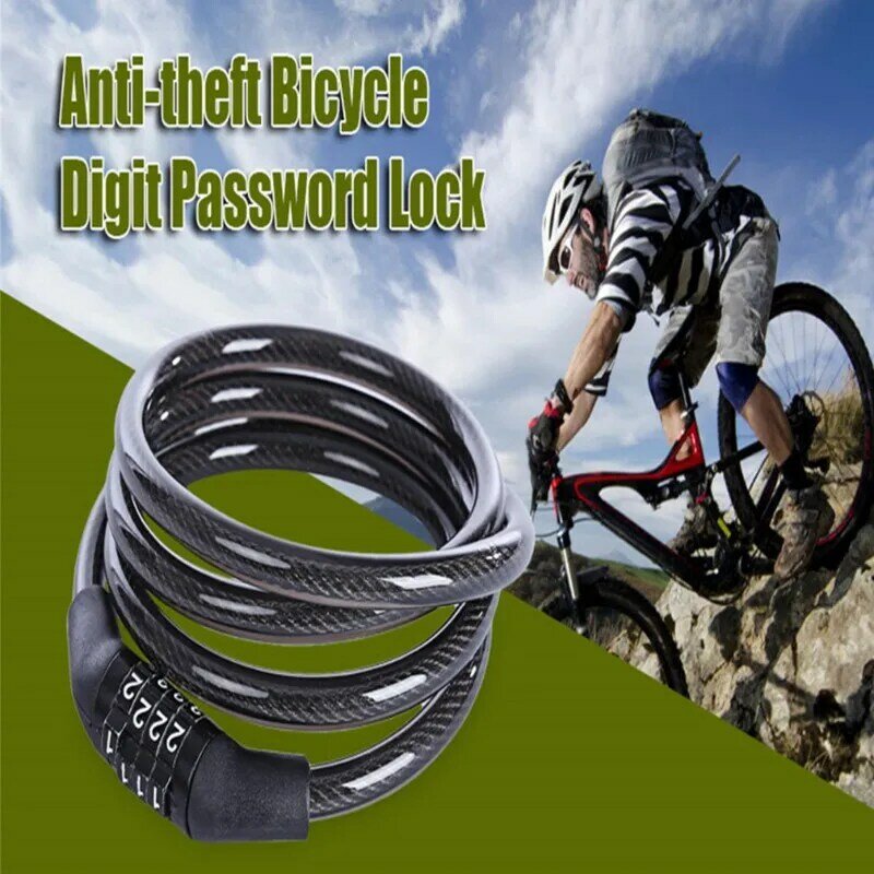 Bicycle Accessories Anti-theft Bike Lock Bicycle Padlock Electric Scooter Motorcycle 4 Digit Password Steel Chain Helmet Lock