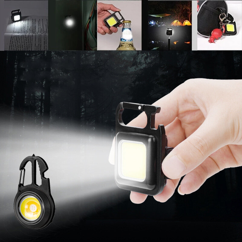 Multifuncional mini led luz de trabalho pequeno portátil lanterna chaveiro luz cob inspeção forte magnético tocha ao ar livre luz