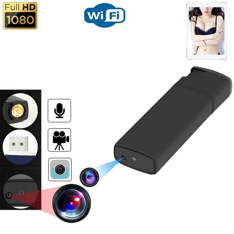 واي فاي كاميرا USB قابلة للشحن HD 1080P أخف كاميرا لاسلكية صغيرة بث مباشر مراقب عن بعد المحمولة ولاعة السجائر