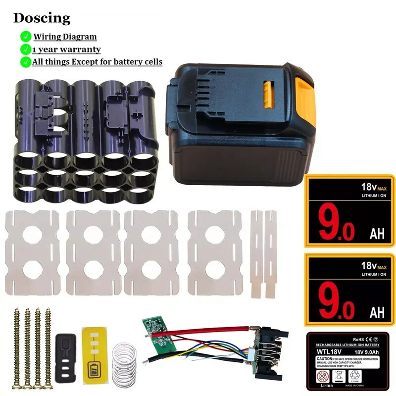 DCB200 Li-ion Battery Plastic Case PCB Charging Protection Circuit Board Box Shell For Dewalt 18V 20V 9Ah DCB183 Label Housings