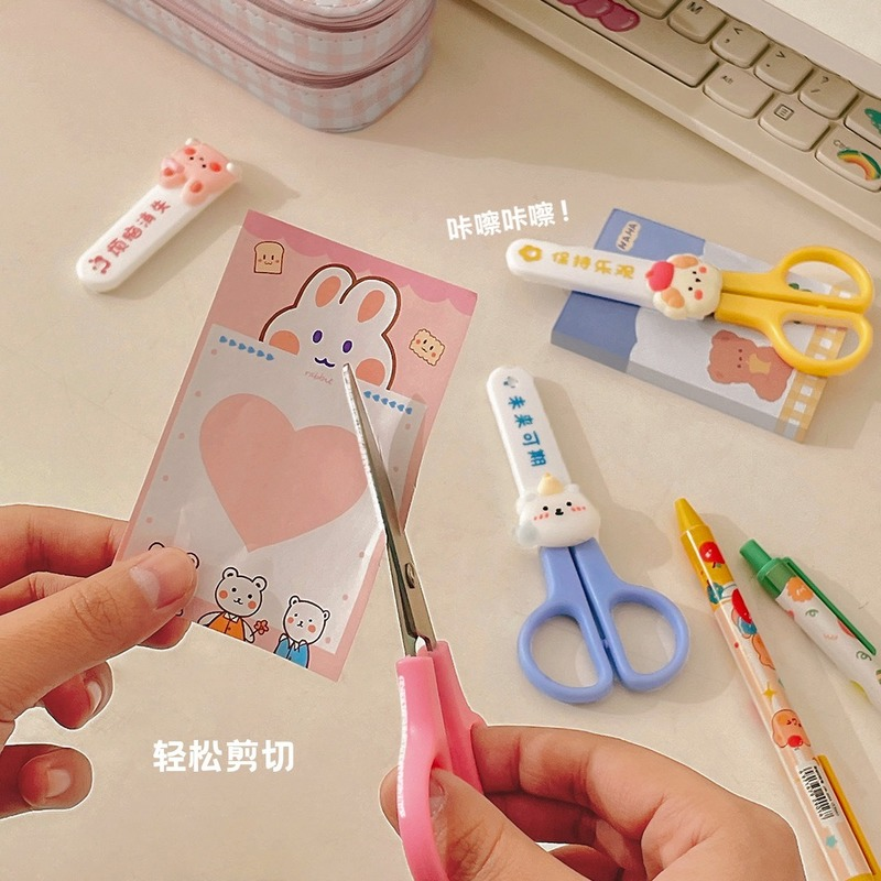 Multifunction 8 Words Fold Scissors Plastic Handle  Student Stationery Handmade Crafts Kids DIY Tool
