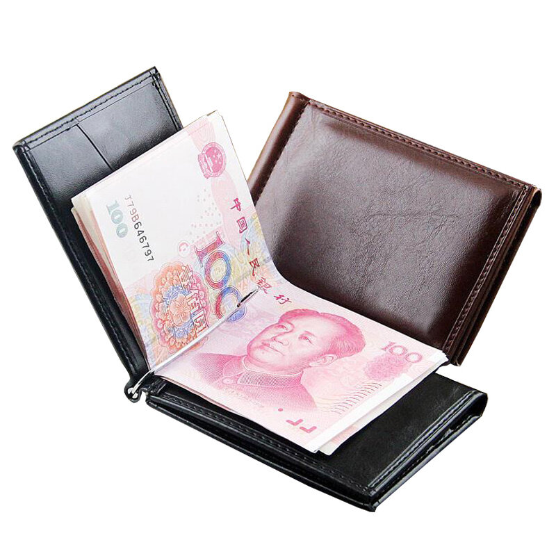 Magnes wyprzedaż męska torebka od projektanta kredyt na modne pieniądze męskie portfel na karty krótkie pieniądze skóra z zacisk mocujący