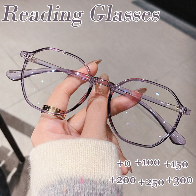 موضة شفافة نظارات للقراءة الإناث منتصف العمر وكبار السن عالية الوضوح مكافحة نظارات الضوء الأزرق لكبار السن