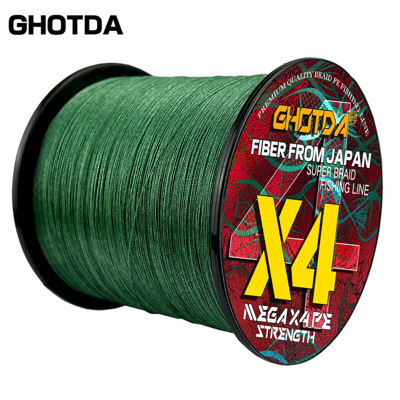GHOTDA – fil de pêche tressé à 4 brins, ligne Multifilament japonais, multicolore, haute Performance, 1000M