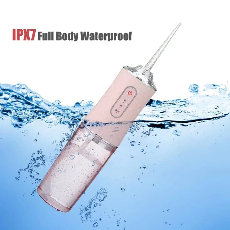 Irygator doustny przenośny stomatologiczny 220ml stomatologiczny strumień wody pod ciśnieniem irygator Flosser irygator wodny IPX7 wodoodporny wybielanie ustne USB akumulator F