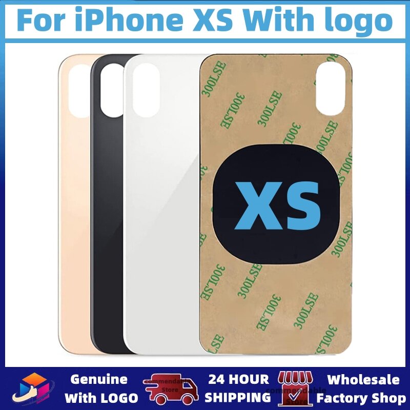 For iPhone XS Back Glass Panel Battery Cover Replacement Parts New High quality With logo Housing Big Hole Camera Rear Glass