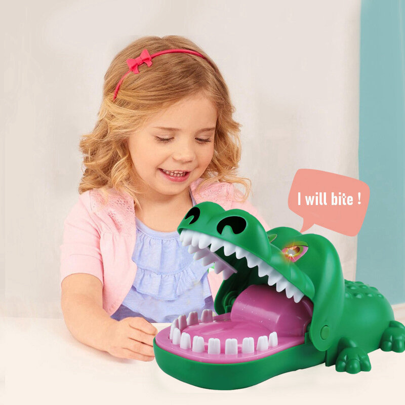 Crocodilo dentes mordendo brinquedo crocodilo dentista jogo engraçado dinossauro puxando barra brinquedos para crianças interativa novidade piada truque mordaça