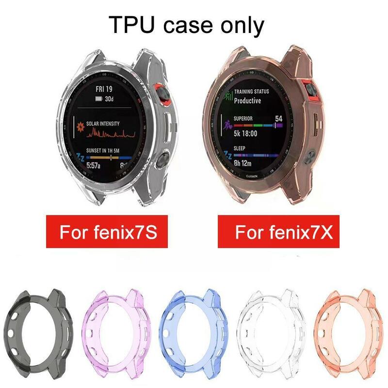 1Pcs สำหรับ Garmin Fenix 7 7S 7X สมาร์ทนาฬิกาหน้าจอ TPU Ultra Thin Protector กรณีกรอบป้องกันนาฬิกาเปลือก Accesso F6T4