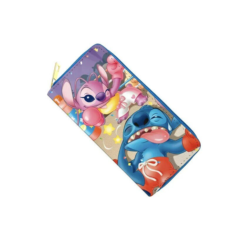 Disney novo ponto longo carteiras para mulheres anime lilo & stitch couro do plutônio bolsa feminina moeda titular do cartão embreagem id saco
