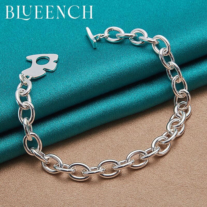 Blueench 925 prata esterlina ot fivela simples pulseira para mulheres noivado casamento moda glamour jóias